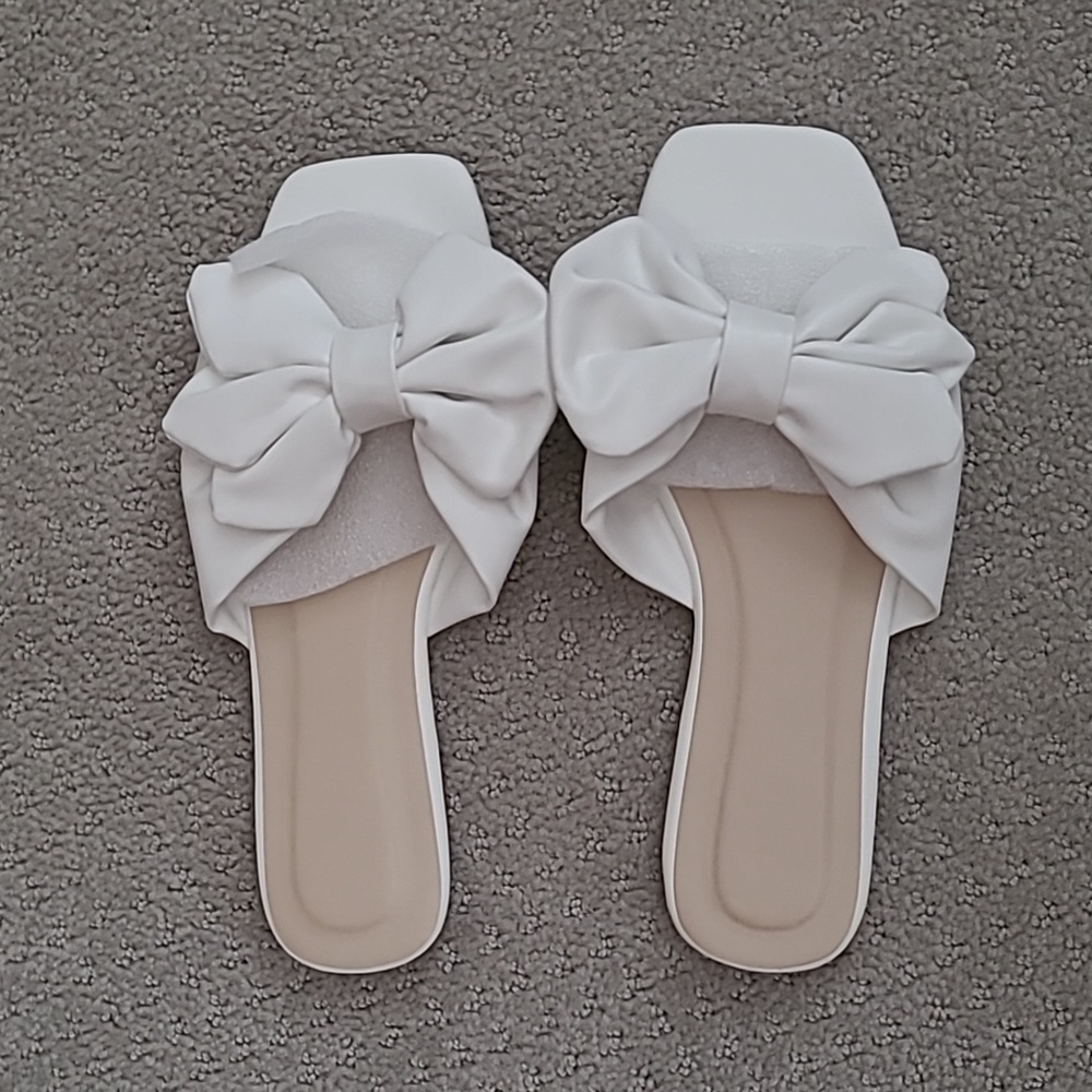 White Bow Sandals